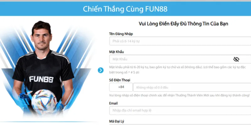 Quy trình đăng ký tài khoản Fun88